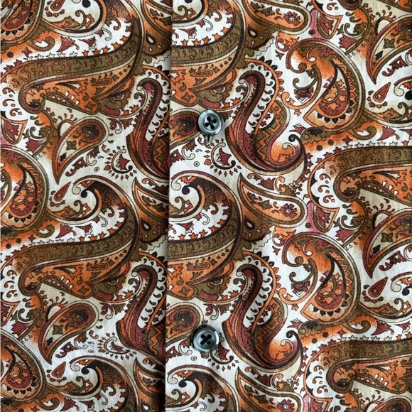 Tallia Men’s Paisley Print Dress Shirt – Brown/Orange – Size L (16.5) - Picture 3 of 5